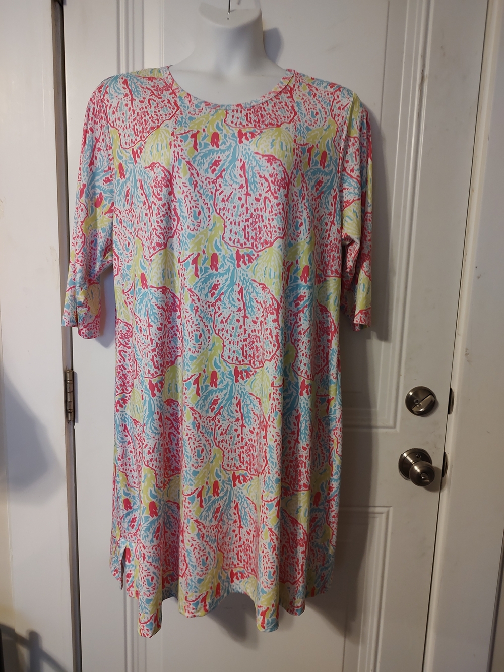 Lulu-B Multicolor Floral Print Tunic Dress - Pink, Blue, Yellow